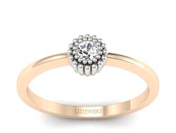 Pierścionek z brylantem różowe i białe złoto - p16167cb