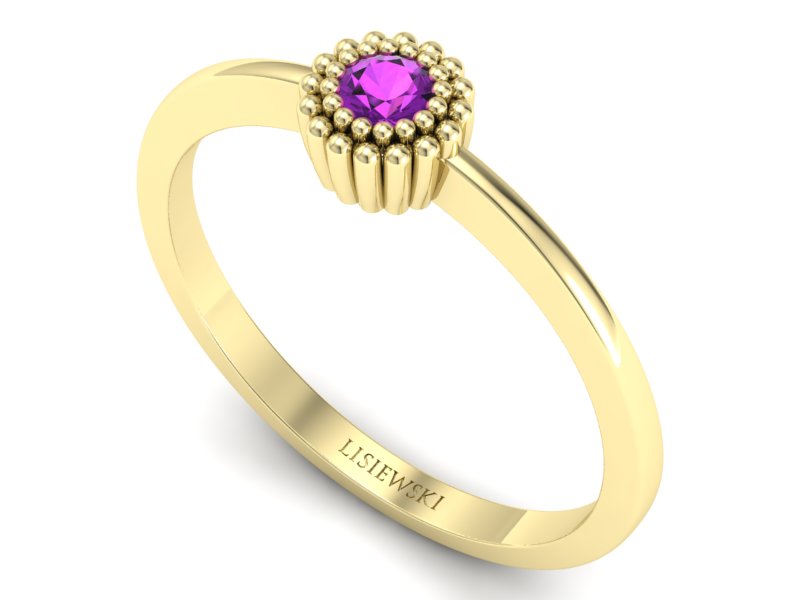 Pierścionek zaręczynowy z ametystem złoty - p16167zat - 3