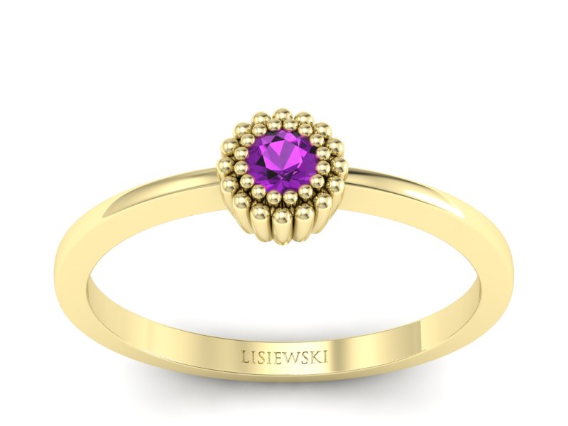 Pierścionek zaręczynowy z ametystem złoty - p16167zat - 1