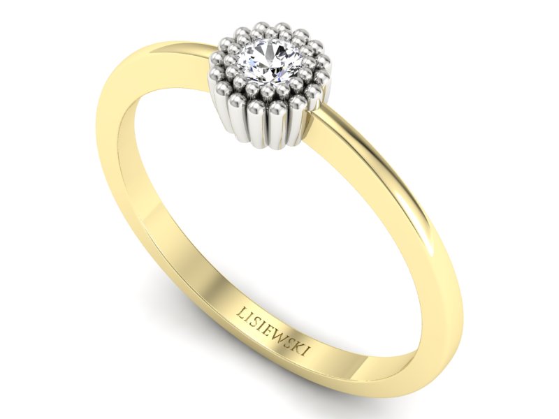 Pierścionek z diamentem żółte i białe złoto - p16167zb - 3
