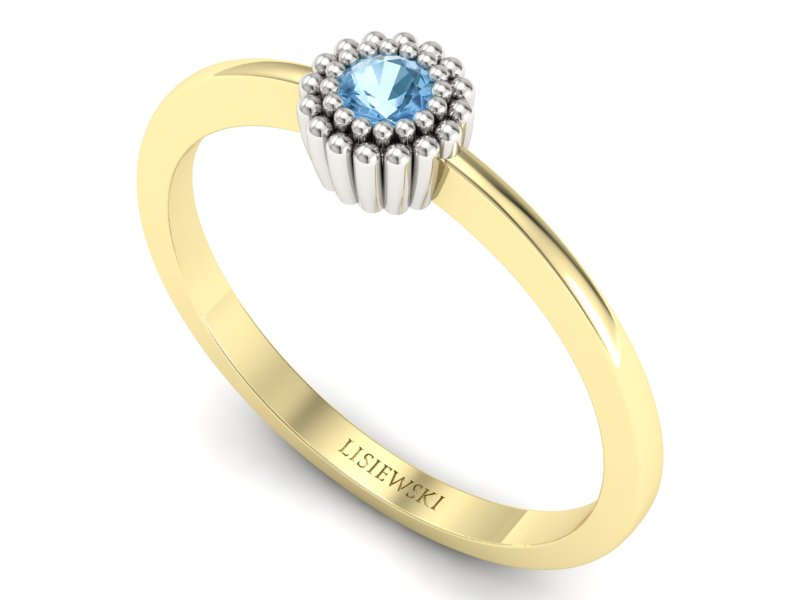 Złoty pierścionek zaręczynowy z topazem - p16167zba - 3