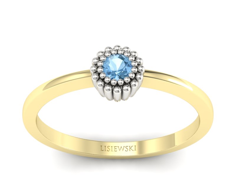 Złoty pierścionek zaręczynowy z topazem - p16167zba - 1