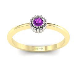 Pierścionek z ametystem żółte i białe złoto - p16167zbat
