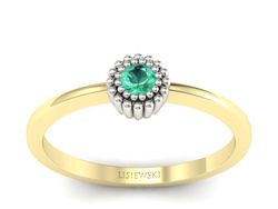 Pierścionek ze szmaragdem żółte i białe złoto - p16167zbsm
