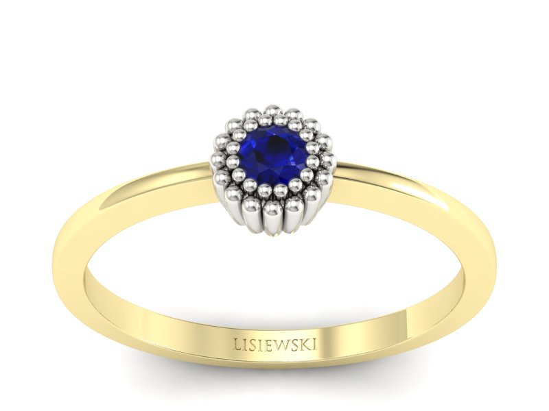 Pierścionek ze spinelem żółte białe złoto - p16167zbsp - 1