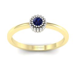 Pierścionek z szafirem żółte białe złoto - p16167zbsz