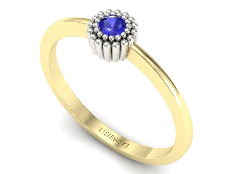Pierścionek z szafirem żółte białe złoto - p16167zbszc - 3