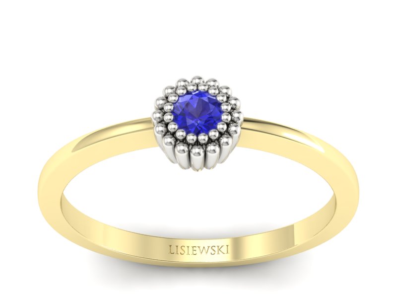 Pierścionek z szafirem żółte białe złoto - p16167zbszc - 1