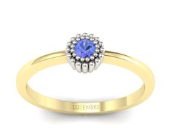 Pierścionek z tanzanitem żółte białe złoto - p16167zbt