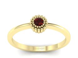 Złoty pierścionek z granatem żółte złoto - p16167zgr