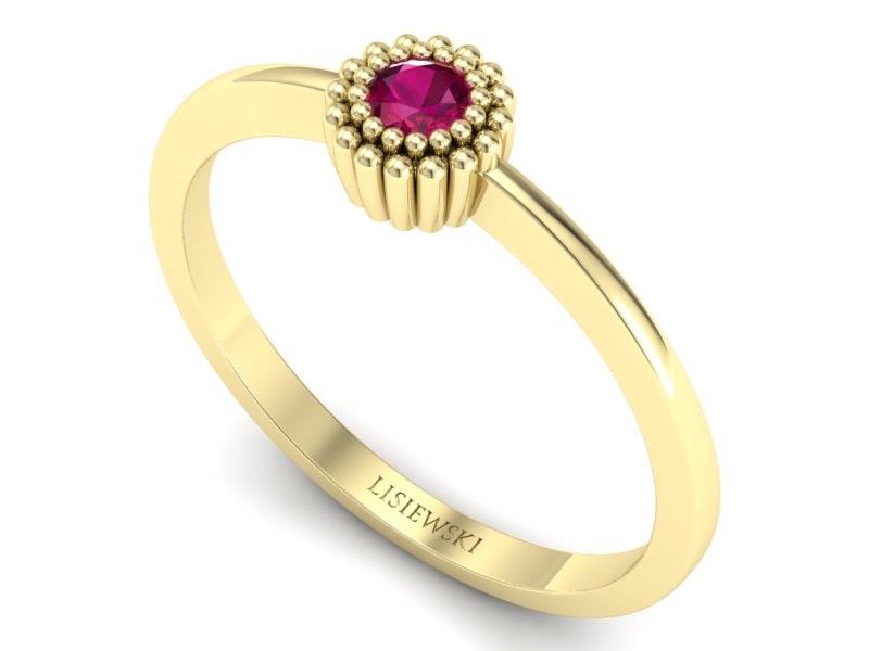 Złoty pierścionek z rubinem żółte złoto - p16167zr - 3
