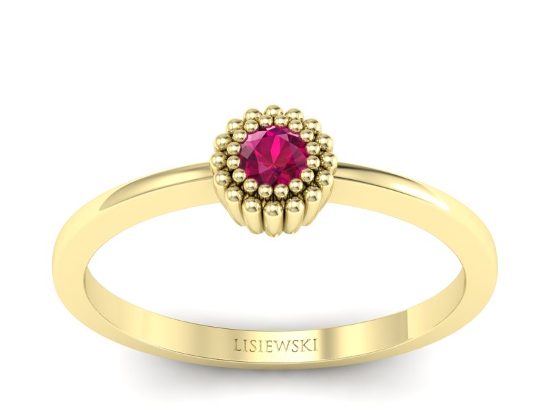 Złoty pierścionek z rubinem żółte złoto - p16167zr - 1