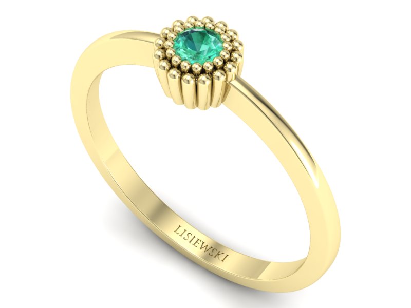 Złoty pierścionek ze szmaragdem żółte złoto - p16167zsm - 3
