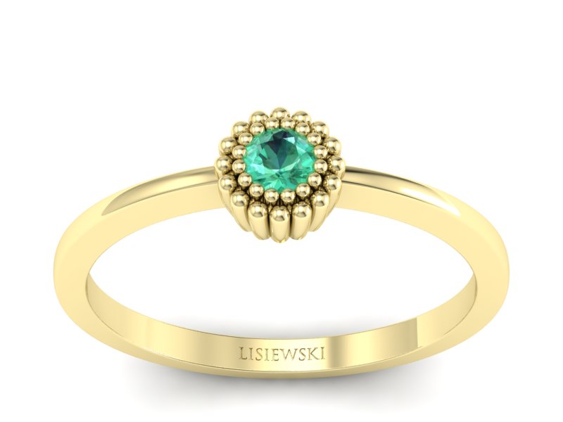 Złoty pierścionek ze szmaragdem żółte złoto - p16167zsm - 1
