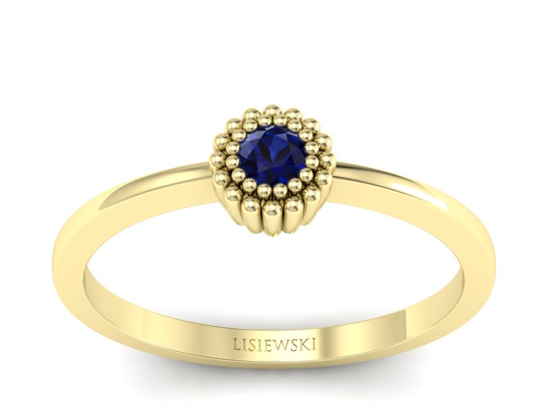 Złoty pierścionek z szafirem żółte złoto - p16167zsz - 1