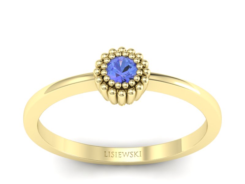Złoty pierścionek z tanzanitem żółte złoto - p16167zt - 1