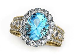 Złoty Pierścionek topaz i brylanty złoto 585 - p16169zba