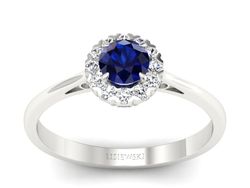 Pierścionek z szafirem i brylantami białe złoto - p16173bsz