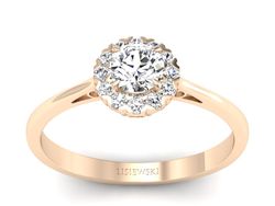 Złoty pierścionek z brylantami różowe złoto - p16173c