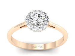 Pierścionek z brylantami białe różowe złoto - p16173cb