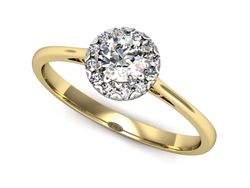 Pierścionek z diamentami żółte i białe złoto 585 - p16173zb