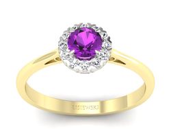Złoty pierścionek ametyst brylanty złoto - p16173zbat