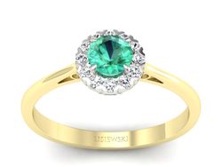 Złoty pierścionek ze szmaragdem i diamentami - p16173zbsm