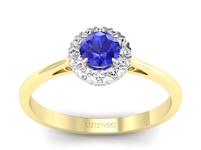 Pierścionek z szafirem i diamentami - p16173zbszc - 1