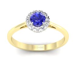 Pierścionek z szafirem i diamentami - p16173zbszc