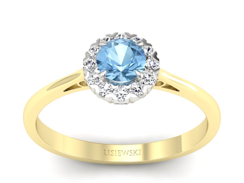 Złoty pierścionek topaz i brylanty złoto - p16173zbtp - 1