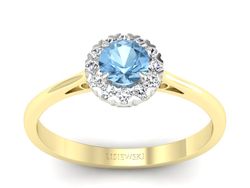 Złoty pierścionek topaz i brylanty złoto - p16173zbtp