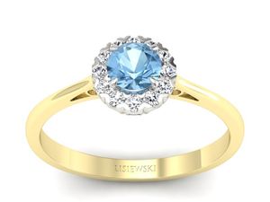 Złoty pierścionek topaz i brylanty złoto