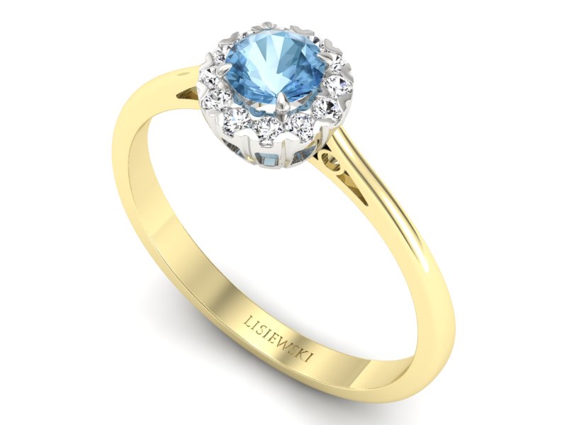 Złoty pierścionek topaz i brylanty złoto - p16173zbtp - 3