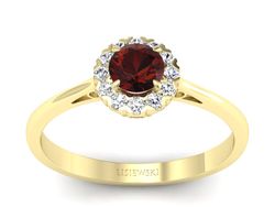 Złoty pierścionek z granatem żółte złoto - p16173zgr