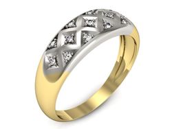 Pierścionek z diamentami żółte i białe złoto 585 - p16177zb