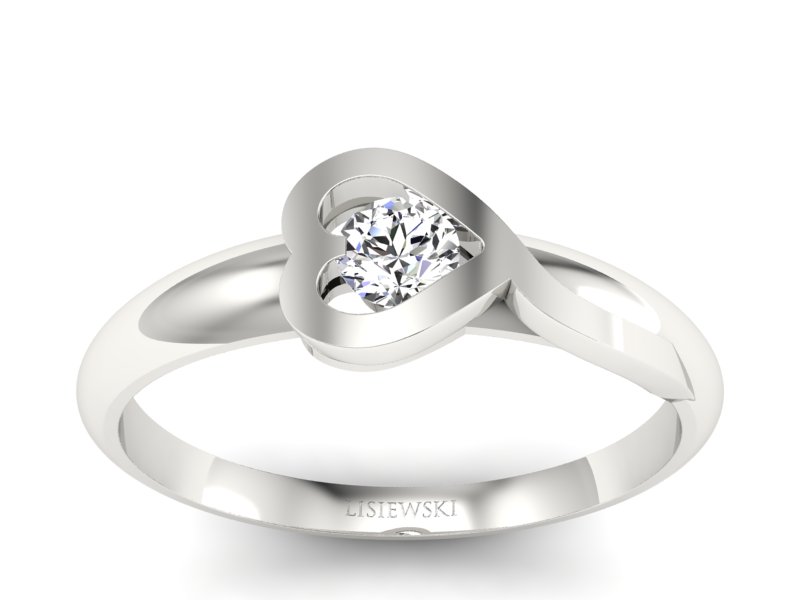 Złoty pierścionek z brylantem białe złoto - p16178b - 1