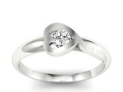 Złoty pierścionek z brylantem białe złoto - p16178b