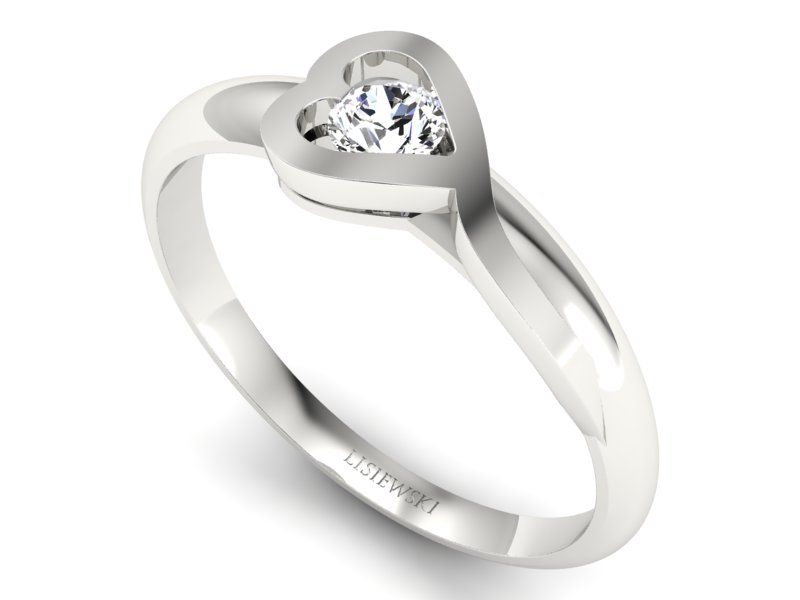 Złoty pierścionek z brylantem białe złoto - p16178b - 3