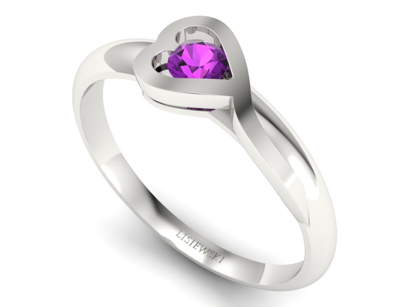 Złoty pierścionek z ametystem białe złoto - p16178bat - 3