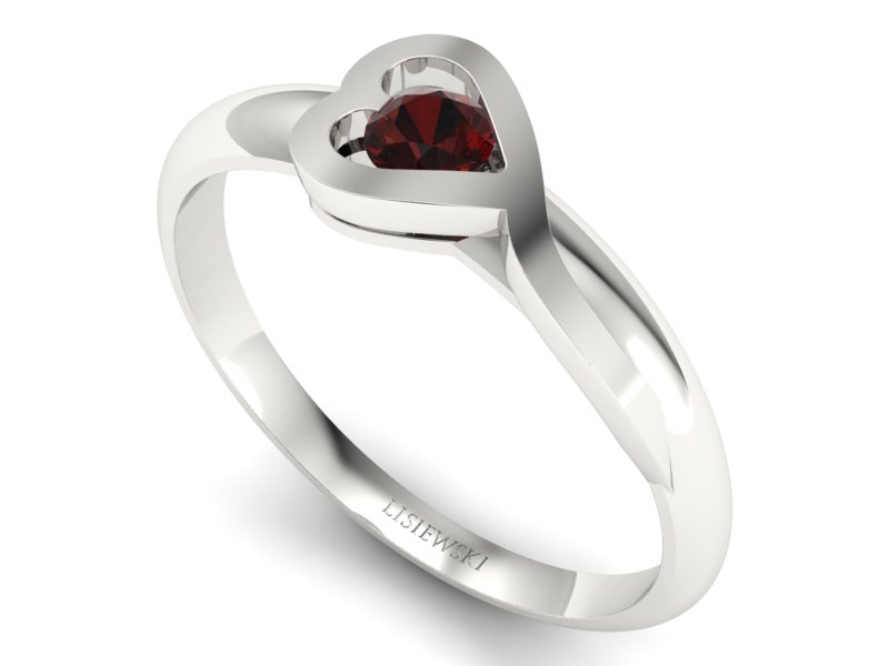 Złoty pierścionek z granatem białe złoto - p16178bgr - 3