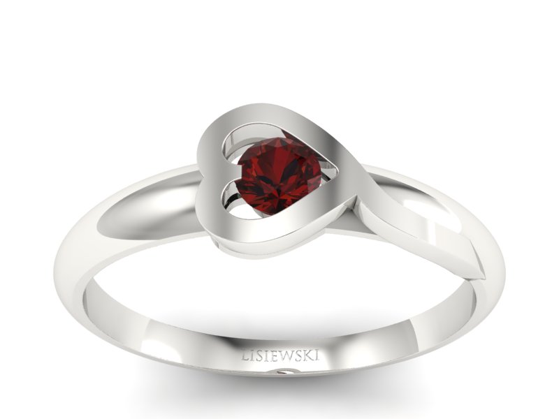 Złoty pierścionek z granatem białe złoto - p16178bgr - 1