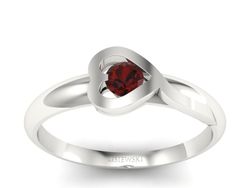 Złoty pierścionek z granatem białe złoto - p16178bgr