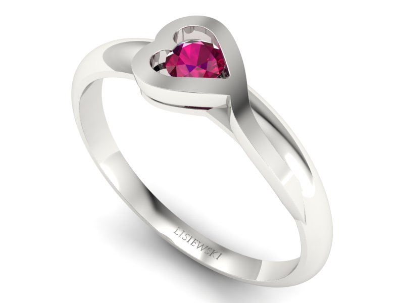 Złoty pierścionek z rubinem białe złoto - p16178br - 3