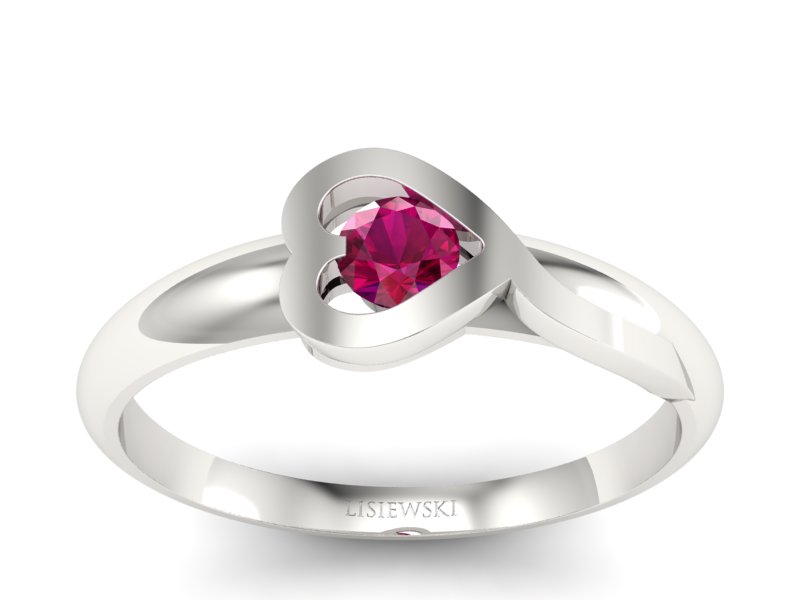 Złoty pierścionek z rubinem białe złoto - p16178br - 1