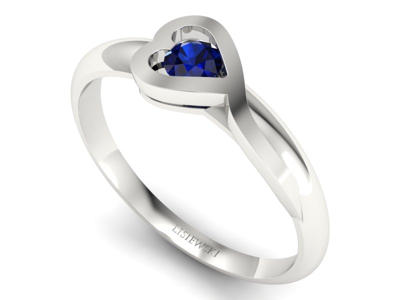Złoty pierścionek z szafirem białe złoto - p16178bsz - 3
