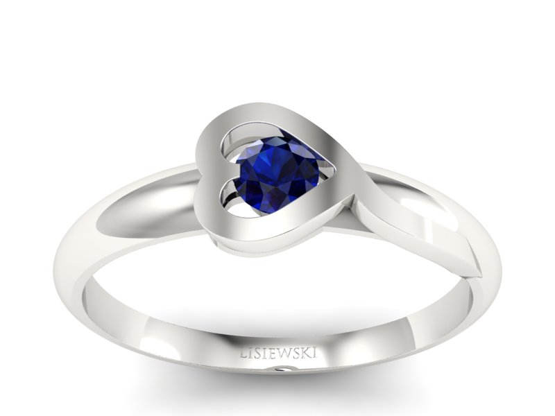 Złoty pierścionek z szafirem białe złoto - p16178bsz - 1