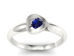 Złoty pierścionek z szafirem białe złoto - p16178bsz