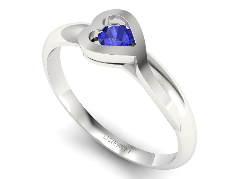 Złoty pierścionek z szafirem białe złoto - p16178bszc - 3