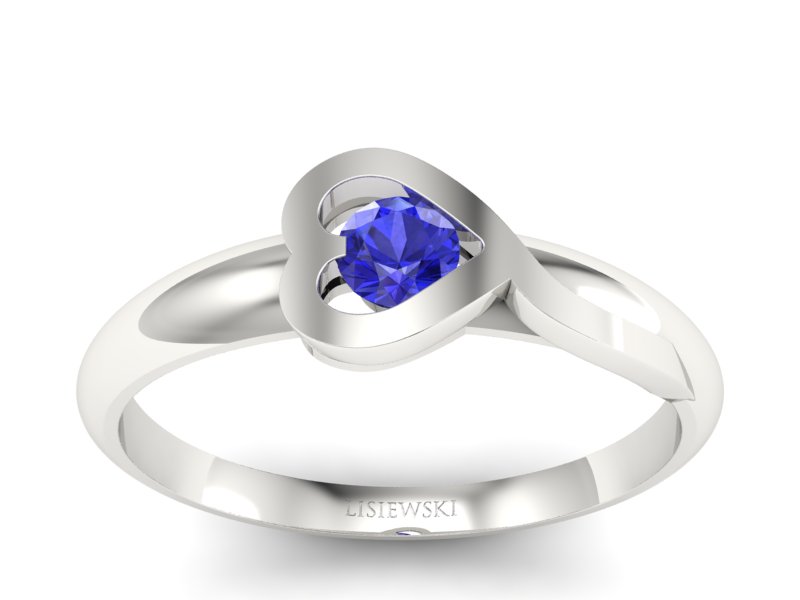Złoty pierścionek z szafirem białe złoto - p16178bszc - 1