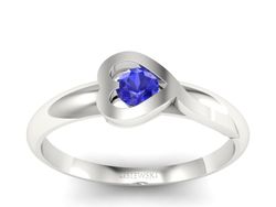 Złoty pierścionek z szafirem białe złoto - p16178bszc